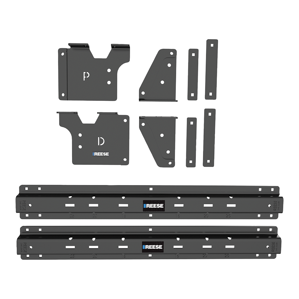 For 2020-2024 Chevrolet Silverado 2500 HD Custom Outboard Above Bed Rail Kit + 25K Reese Gooseneck Hitch + In-Bed Wiring (For 5'8 or Shorter Bed (Sidewinder Required), w/o Factory Puck System Models) By Reese For 2020-2024 Chevrolet Silverado 2500 HD Custom Outboard Above Bed Rail Kit + 25K Reese Gooseneck Hitch + In-Bed Wiring (For 5'8 or Shorter Bed (Sidewinder Required), w/o Factory Puck System Models) By Reese