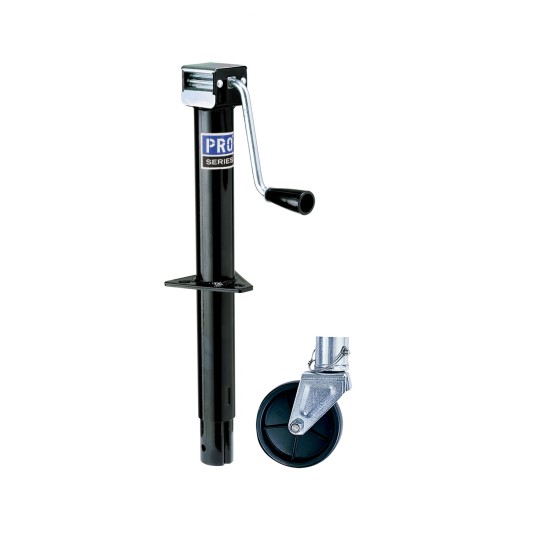 RV20000303 500245 Pro Series Pro Series Round 2000 lbs. A-Frame Trailer Jack Sidewind 14" Lift External Gearbox 6" Poly Caster Wheel Pro Series Round 2,000 lbs. A-Frame Trailer Jack Sidewind 14" Lift w/ External Gearbox & 6" Poly Caster Wheel