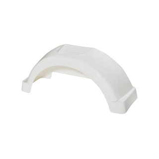 HDPE injection molded trailer fenders with integral step pad and mounting slots