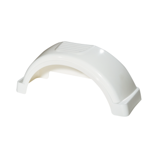 Impact resistant HDPE fenders with fender skirt for single-axle trailers, 13 inch wheels