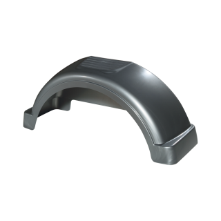 HDPE Impact Resistant Trailer Fender with Built-in Skirt High density polyethylene fender for single-axle trailers, impact and scratch proof, for 13 inch wheels.