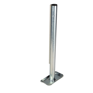 23.5-inch Trailer Jack Post with 18-inch Rack and Footplate Trailer jack post with a 23.5-inch length, 18-inch rack, and disc footplate
