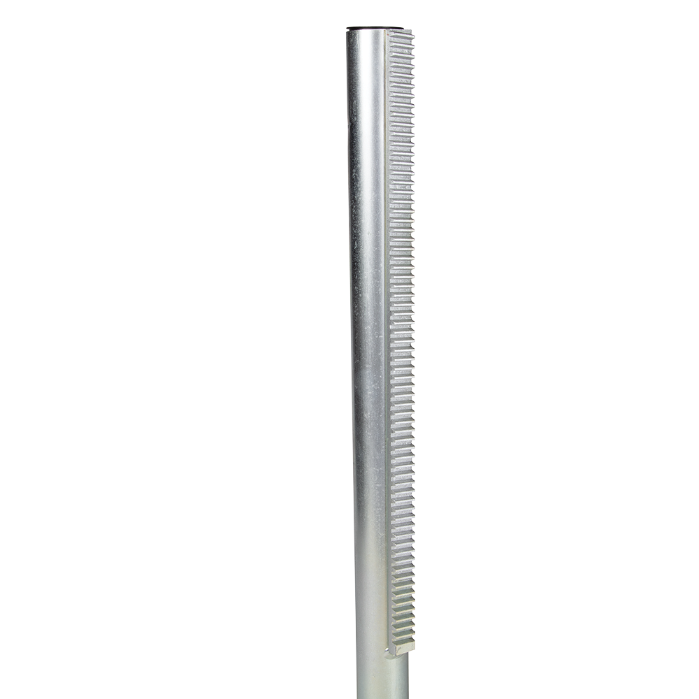 23.5-inch Trailer Jack Post with 18-inch Rack and Footplate Trailer jack post with a 23.5-inch length, 18-inch rack, and disc footplate