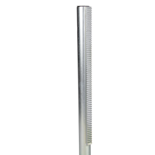 23.5-inch Trailer Jack Post with 18-inch Rack and Footplate Trailer jack post with a 23.5-inch length, 18-inch rack, and disc footplate