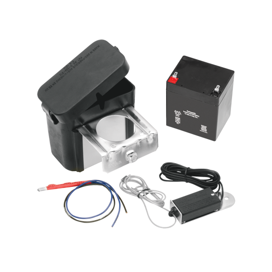 Complete trailer breakaway system with battery and charger in a weather-resistant polymer case.