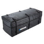 REESE Olympia Expandable Hitch-Mounted Cargo Bag in Black Black REESE Olympia expandable hitch-mounted cargo bag on a carrier