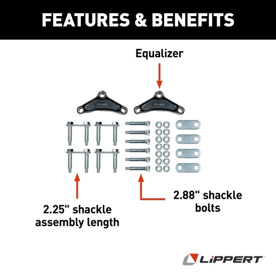 Lippert Replacement Trailer Axle AP Kit Components Lippert replacement trailer axle AP kit with exact-match components for suspension repair.