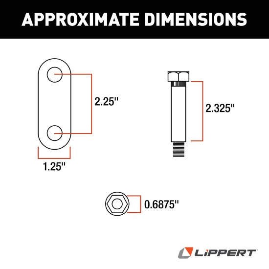 Lippert Replacement Trailer Axle AP Kits for Suspension Lippert replacement trailer axle AP kit components including shackle assemblies, plates, bolts, and lock nuts.