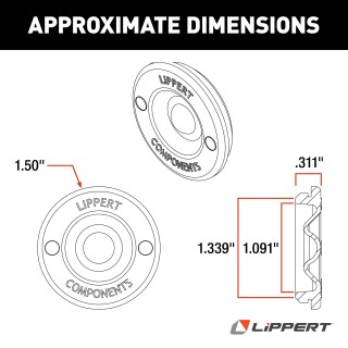 Lippert Replacement Rubber Insert for Trailer Axle Hub Dust Cap Lippert replacement rubber insert for trailer axle hub dust cap, fits 2,000-8,000 lb axles, 1-1/2 inch outer diameter