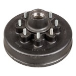 Lippert Durable Iron Brake Drum Hub for 7,000-lb Axles Lippert brake drum hub assembly for 7,000-lb axle featuring an 8 on 6.5 inch bolt pattern with a 1/2 inch stud.