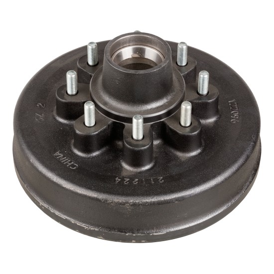 Lippert Durable Iron Brake Drum Hub for 7,000-lb Axles Lippert brake drum hub assembly for 7,000-lb axle featuring an 8 on 6.5 inch bolt pattern with a 1/2 inch stud.