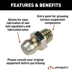 Lippert Super-Lube Axle Spindle Replacement Grease Zerk Lippert replacement grease zerk for Super-Lube axle spindles, ideal for RV trailers.