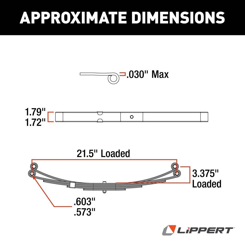 21 inch 1400 lbs Double Eye Leaf Spring for RV Trailers 21 inch 1,400 lbs capacity double eye leaf spring for RV trailer suspension