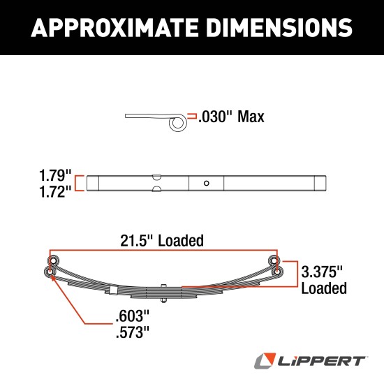 21 inch 1400 lbs Double Eye Leaf Spring for RV Trailers 21 inch 1,400 lbs capacity double eye leaf spring for RV trailer suspension