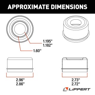 Lippert EZ Lube Grease Cap for 7,000-8,000-lb Axles Lippert replacement dust cap for 7,000-8,000-lb axles, 2.72 inch diameter