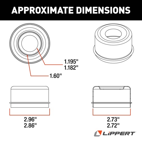 Lippert EZ Lube Grease Cap for 7,000-8,000-lb Axles Lippert replacement dust cap for 7,000-8,000-lb axles, 2.72 inch diameter