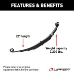 Lippert 26 Inch RV Trailer Replacement Leaf Spring - 2200 lbs Lippert 26 inch replacement leaf spring for RV trailer suspension, 2200 lbs capacity