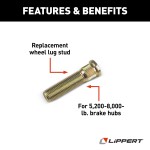 Lippert Replacement Wheel Lug Stud for 5,200 to 7,000-lb Axles Lippert wheel lug stud for trailer axles, compatible with 5,200 to 7,000-lb axles