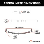 RV Trailer Replacement Leaf Spring - 24 Inch, 2500 lbs Capacity Replacement leaf spring for RV trailer suspension, 24-inch length, 2500 lbs weight capacity