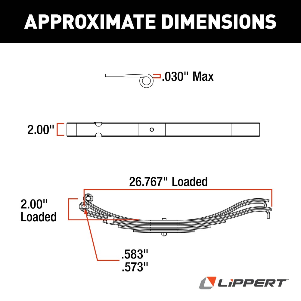 Lippert Replacement Slipper Leaf Spring for RV Trailers Lippert 24 inch replacement slipper leaf spring for RV trailer with 2000 lb capacity