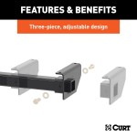 CURT RV Trailer Hitch with Adjustable Design and Durable Finish CURT RV hitch mounted on an RV, showcasing a gloss black finish for towing.
