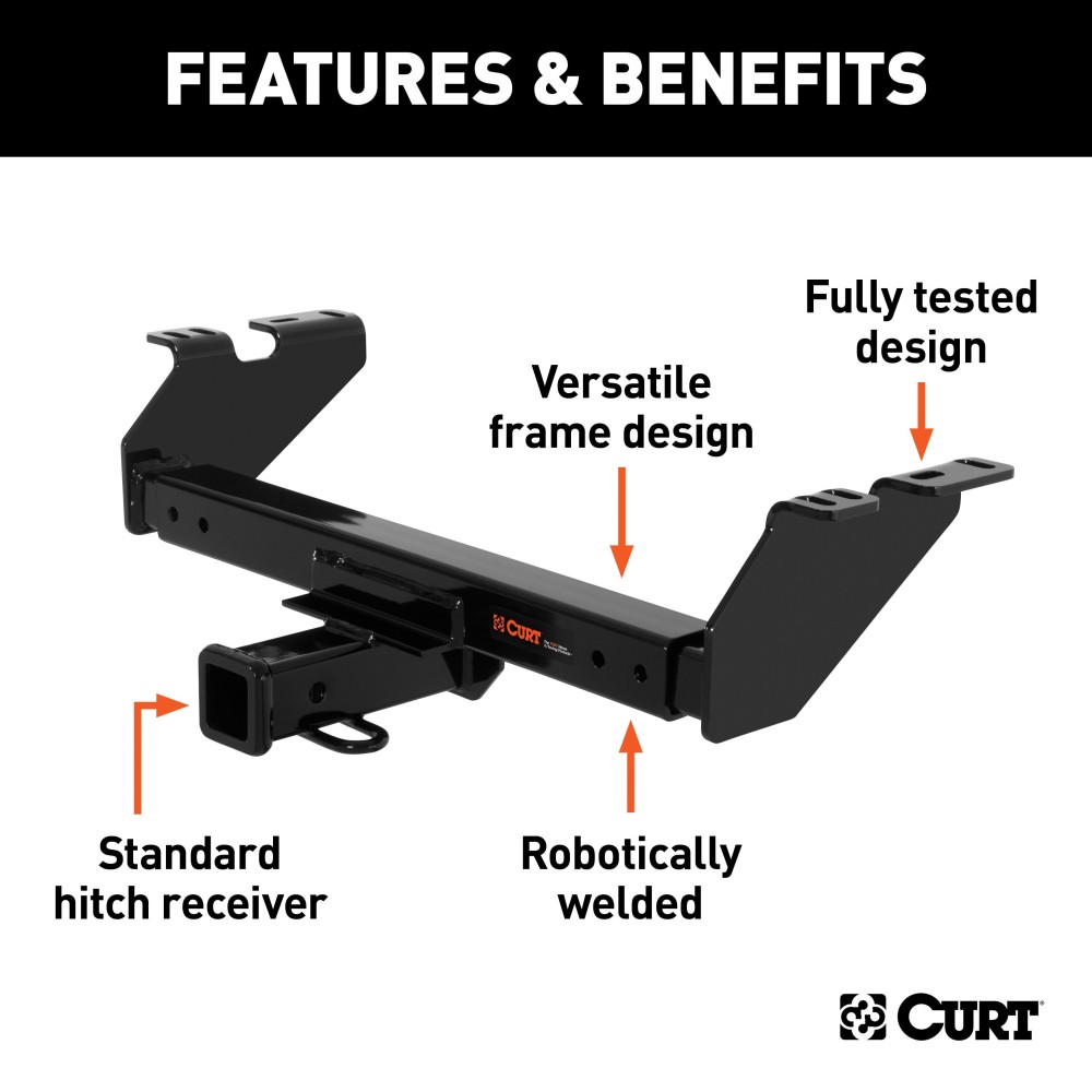 CURT Multi-Fit Universal Trailer Hitch for Versatile Towing CURT multi-fit trailer hitch attached to a vehicle, ideal for towing various loads up to 5,000 lbs.