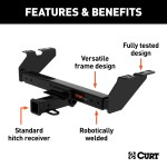 CURT Multi-Fit Universal Trailer Hitch for Versatile Towing CURT multi-fit trailer hitch attached to a vehicle, ideal for towing various loads up to 5,000 lbs.