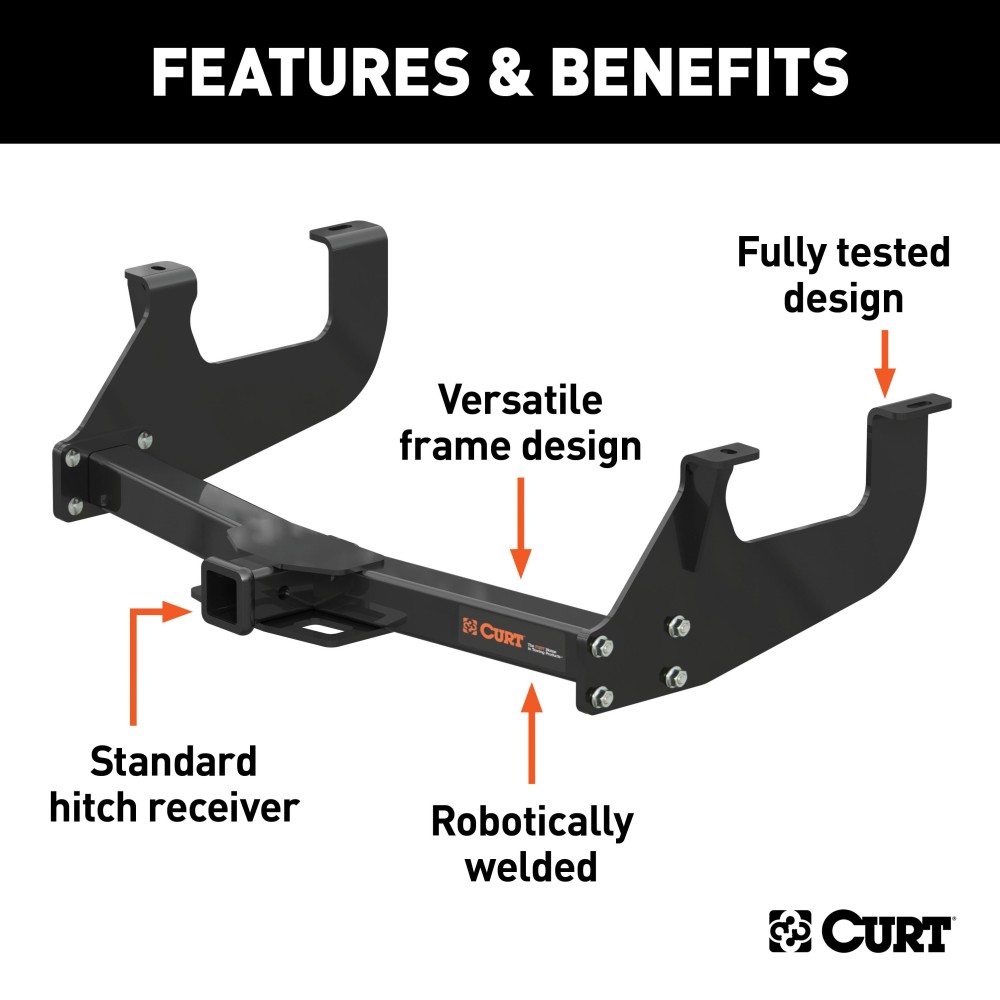 CURT class 3 multi-fit trailer hitch compatible with Chevrolet, Dodge, Ford, GMC, and Ram trucks.