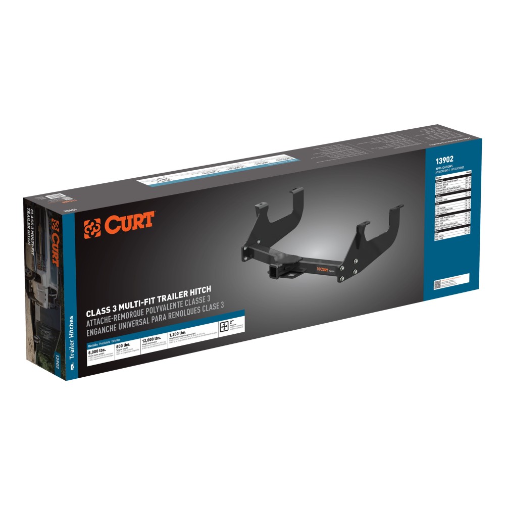 CURT class 3 multi-fit trailer hitch compatible with Chevrolet, Dodge, Ford, GMC, and Ram trucks.