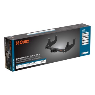 CURT Multi-Fit Class 3 Trailer Hitch for Full-Size Trucks CURT class 3 multi-fit trailer hitch compatible with Chevrolet, Dodge, Ford, GMC, and Ram trucks.