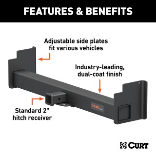 CURT Weld On High-Capacity Trailer Hitch Receiver for Trucks CURT weld on trailer hitch receiver with 2-inch receiver and adjustable frame, ideal for full-size trucks and SUVs.