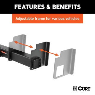CURT Weld On High-Capacity Trailer Hitch Receiver for Trucks CURT weld on trailer hitch receiver with 2-inch receiver and adjustable frame, ideal for full-size trucks and SUVs.