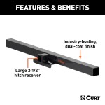 CURT weld on trailer hitch receiver with 2-1/2 inch width for trucks and SUVs, rated 16,000 lbs GTW