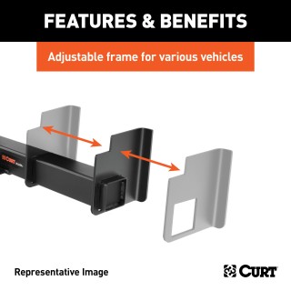 CURT Weld On Trailer Hitch Receiver for Full-Size Trucks CURT weld on trailer hitch receiver with adjustable frame for full-size trucks and SUVs.