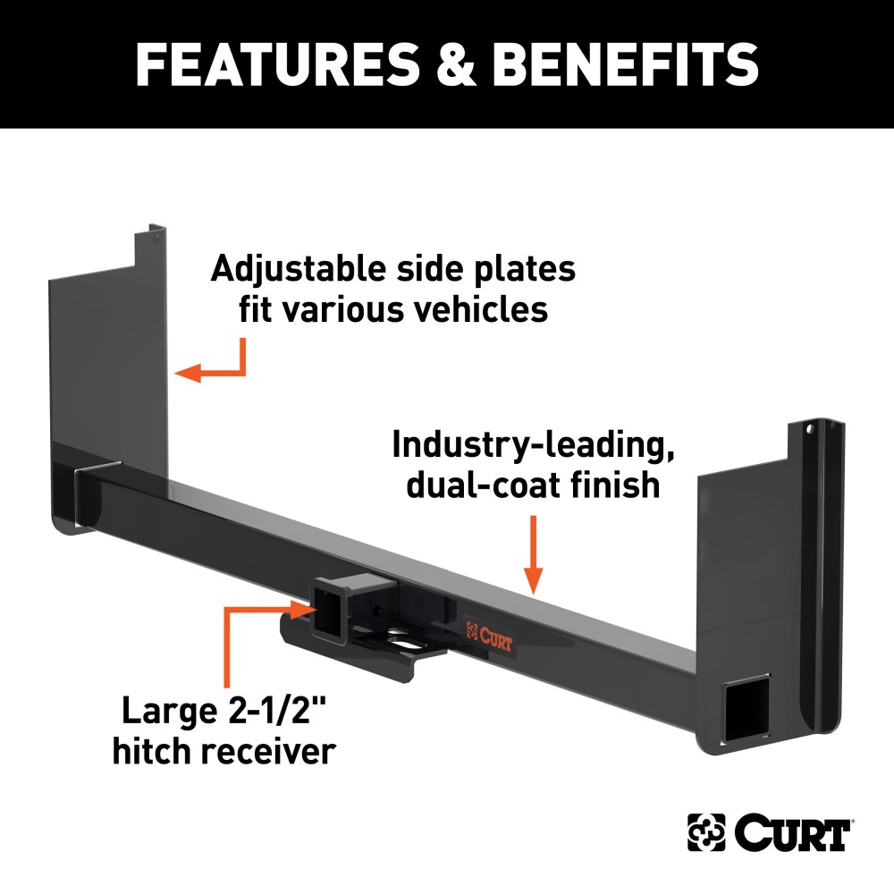 CURT Weld On Trailer Hitch Receiver with Adjustable Installation CURT weld on trailer hitch with 2-1/2 inch receiver, adjustable installation for trucks and SUVs
