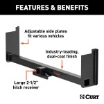 CURT Weld On Trailer Hitch Receiver with Adjustable Installation CURT weld on trailer hitch with 2-1/2 inch receiver, adjustable installation for trucks and SUVs