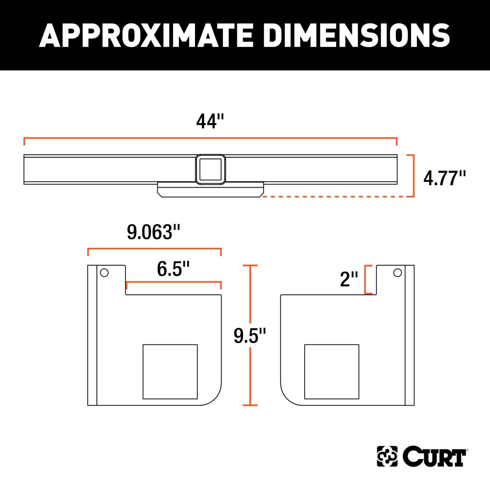 CURT Weld On Trailer Hitch Receiver with 2-Inch Hitch Size CURT weld on trailer hitch for full-size trucks and SUVs with a 2-inch receiver and 9-inch drop, rated for 16,000 lbs.
