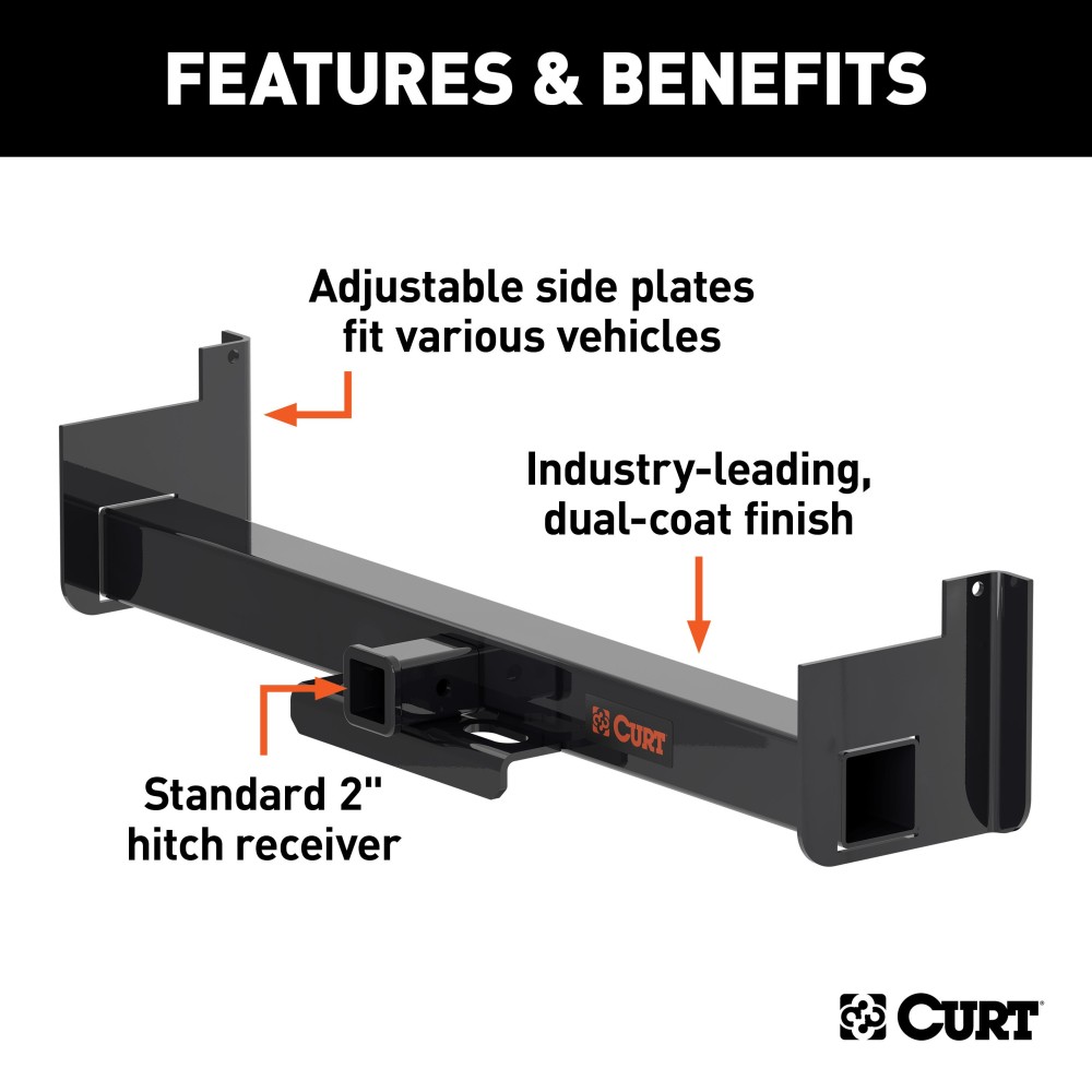 CURT Weld On Trailer Hitch Receiver with 2-Inch Hitch Size CURT weld on trailer hitch for full-size trucks and SUVs with a 2-inch receiver and 9-inch drop, rated for 16,000 lbs.