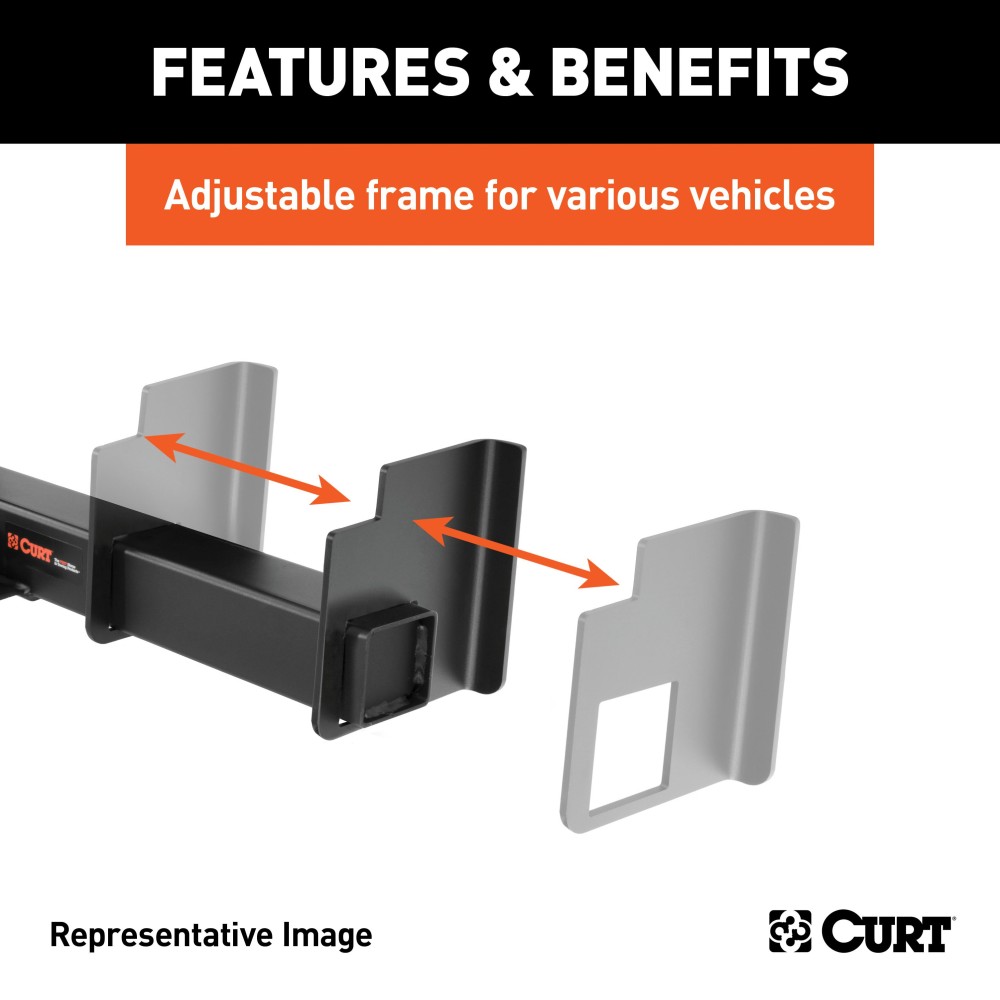 CURT Weld On Trailer Hitch Receiver with 2-Inch Hitch Size CURT weld on trailer hitch for full-size trucks and SUVs with a 2-inch receiver and 9-inch drop, rated for 16,000 lbs.