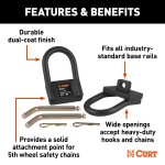 5th Wheel Safety Chain Anchors for Secure Towing Image of 5th wheel safety chain anchors with durable powder coat finish and installation components.