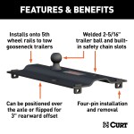 CURT 5th Wheel to Gooseneck Adapter Plate with 25,000 lbs Capacity CURT gooseneck adapter plate for 5th wheel setup, black carbide finish, 2-5/16" ball, for versatile trailer towing