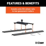 CURT 5th Wheel to Gooseneck Adapter Plate with 25,000 lbs Capacity CURT gooseneck adapter plate for 5th wheel setup, black carbide finish, 2-5/16" ball, for versatile trailer towing
