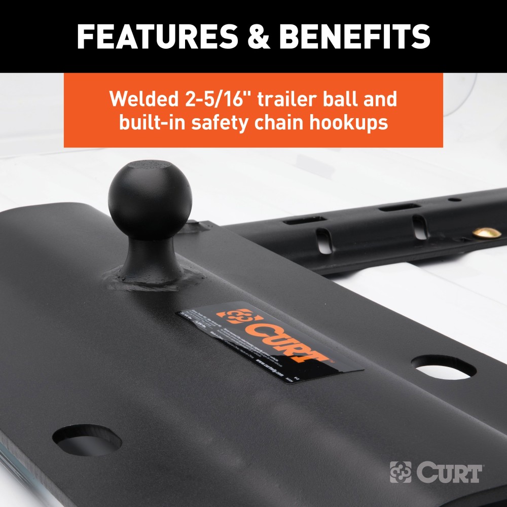 CURT 5th Wheel to Gooseneck Adapter Plate with 25,000 lbs Capacity CURT gooseneck adapter plate for 5th wheel setup, black carbide finish, 2-5/16" ball, for versatile trailer towing