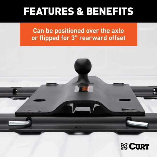 CURT 5th Wheel to Gooseneck Adapter Plate with 25,000 lbs Capacity CURT gooseneck adapter plate for 5th wheel setup, black carbide finish, 2-5/16" ball, for versatile trailer towing