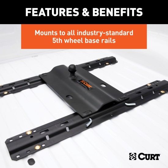 CURT 5th Wheel to Gooseneck Adapter Plate with 25,000 lbs Capacity CURT gooseneck adapter plate for 5th wheel setup, black carbide finish, 2-5/16" ball, for versatile trailer towing
