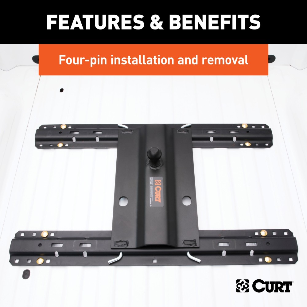 CURT 5th Wheel to Gooseneck Adapter Plate with 25,000 lbs Capacity CURT gooseneck adapter plate for 5th wheel setup, black carbide finish, 2-5/16" ball, for versatile trailer towing