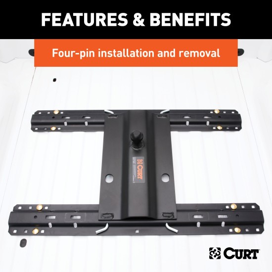CURT 5th Wheel to Gooseneck Adapter Plate with 25,000 lbs Capacity CURT gooseneck adapter plate for 5th wheel setup, black carbide finish, 2-5/16" ball, for versatile trailer towing