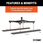 CURT Spyder Gooseneck 5th Wheel Adapter Plate for Towing CURT Spyder gooseneck adapter for 5th wheel towing setup in truck bed.