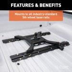 CURT Spyder Gooseneck 5th Wheel Adapter Plate for Towing CURT Spyder gooseneck adapter for 5th wheel towing setup in truck bed.