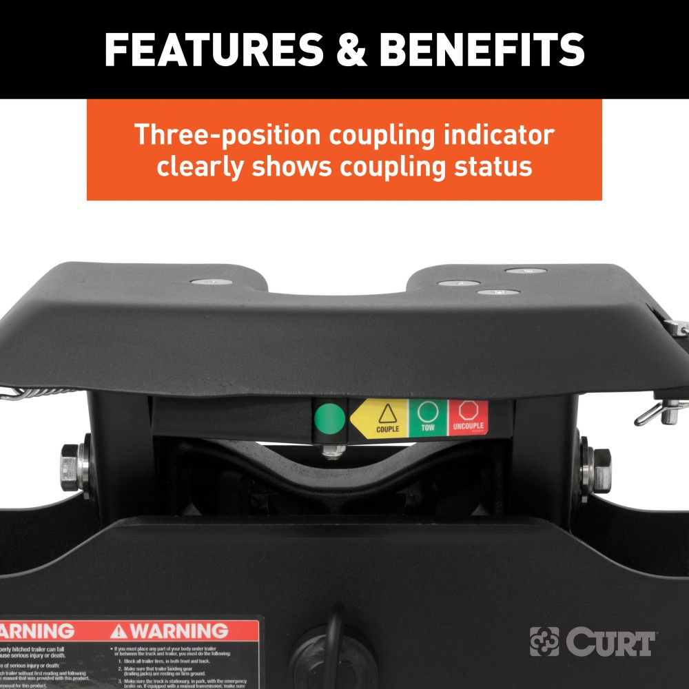 CURT A16 5th wheel hitch with durability, stability and noise reduction features.